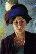 August Macke Portrait of the artist's wife with a hat Spain oil painting artist